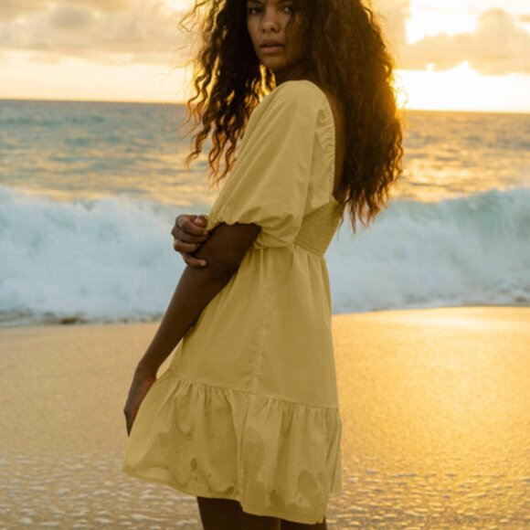 Billabong Dresses & Skirts - Like NEW Billabong Be Mine Babydoll Dress in Stay Golden Color Sz L ☀️